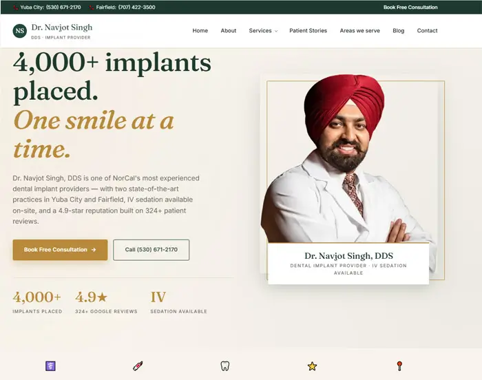 Dr. Navjot Singh DDS — website by Star Hawk Studio